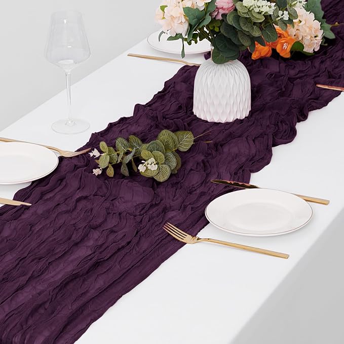 15 Pack Dark Purple Cheesecloth Table Runner 17 x 108 inch Cheese Cloth Table - Image 4