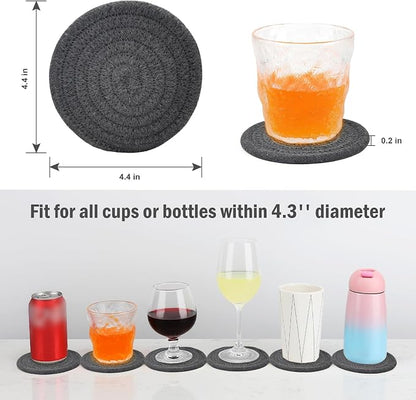 ABenkle Drink Coasters with Holder Set of 10, Cotton Woven Absorbent Coasters - Image 2