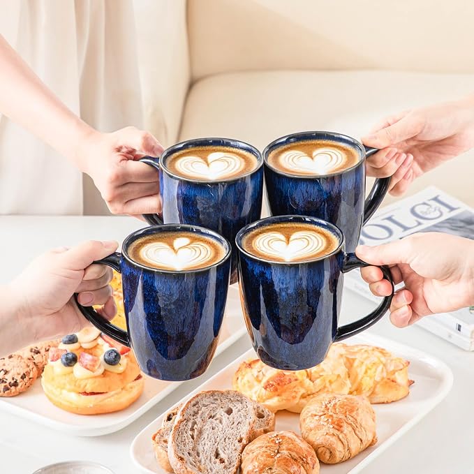 vancasso STARRY Ceramic Coffee Mug Set of 6, 16 Oz Tea Cups - Image 5