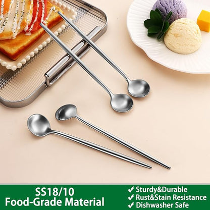 DEHOV 7.95 Inches SS18/10 Long Handle Iced Tea Spoons, Ice Cream, Iced - Image 3