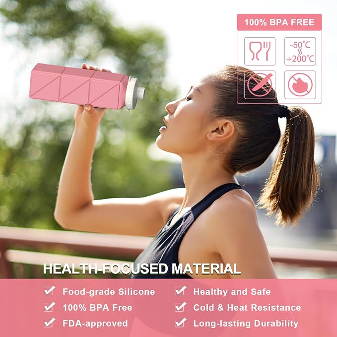 BEAUTAIL Collapsible Water Bottles 21oz/610mL, Silicone Travel Water Bottle | - Image 2