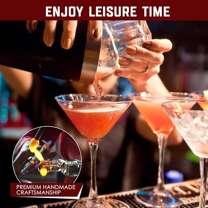 Chouggo Martini Glasses Set of 4, Hand Blown Premium Crystal Cocktail Glasses - Image 2
