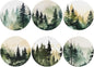 Forest Pine Trees Coasters Set of 6 Coasters by Unknown