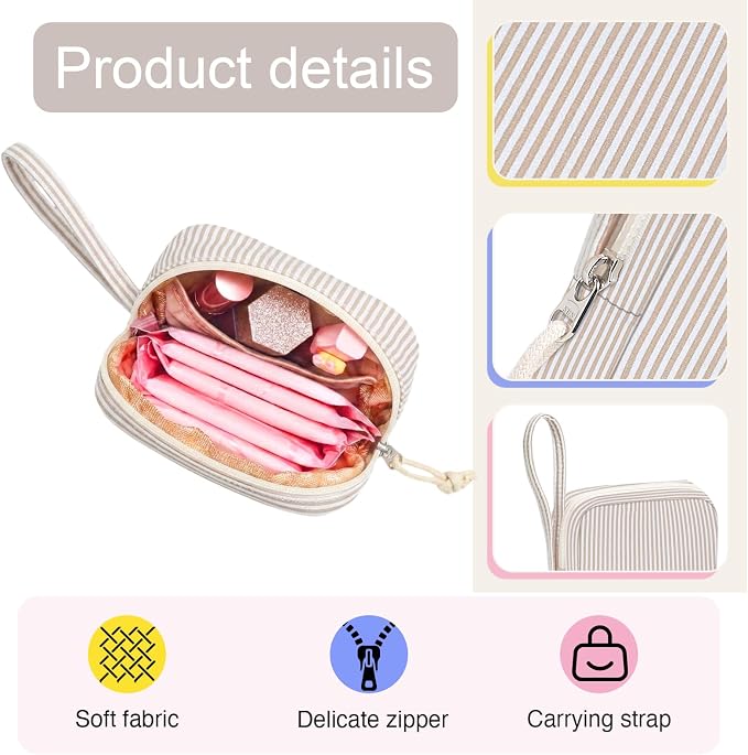 Corduroy Period Pouch for Women, Cute Sanitary Pad Pouch - Image 3