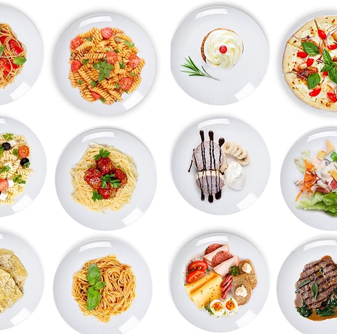 White Melamine Dinner Plates，12pcs Dishes Set，10“ Lightweight Round Plates | - Image 9