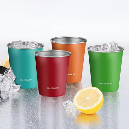 HAUSHOF Stainless Steel Cups, 14oz Stacking Cups, Unbreakable, 6 Pack | 18/8 - Image 3