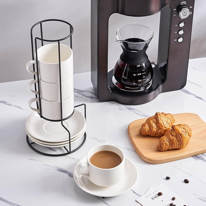 YOLIFE 8oz Porcelain Stackable Cappuccino Cups - Image 4