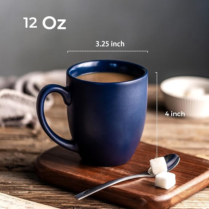 AmorArc 12 OZ Coffee Mugs, Matte Blue Coffee Cups - Image 3
