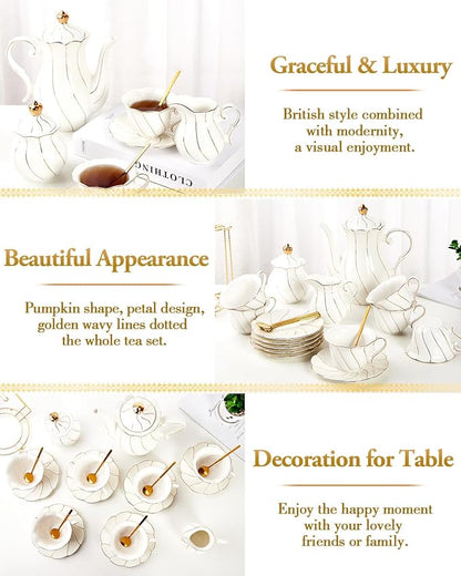 DUJUST 22 pcs White Porcelain Tea Set - Image 4