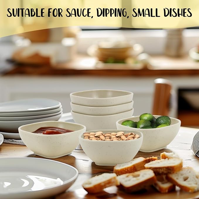 5 oz Small Wheat Straw Bowls Set of 6, Unbreakable Dipping Bowls Soy Sauce Dish - Image 6