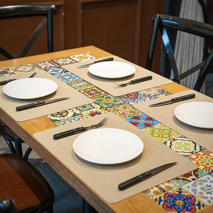 Heat Resistant Placemats Set of 4, 17x12in Waterproof Wipeable Faux Leather Non Slip Table Mats, Easy to Clean, Stain Resistant, for Kitchen Dining Room– Taupe