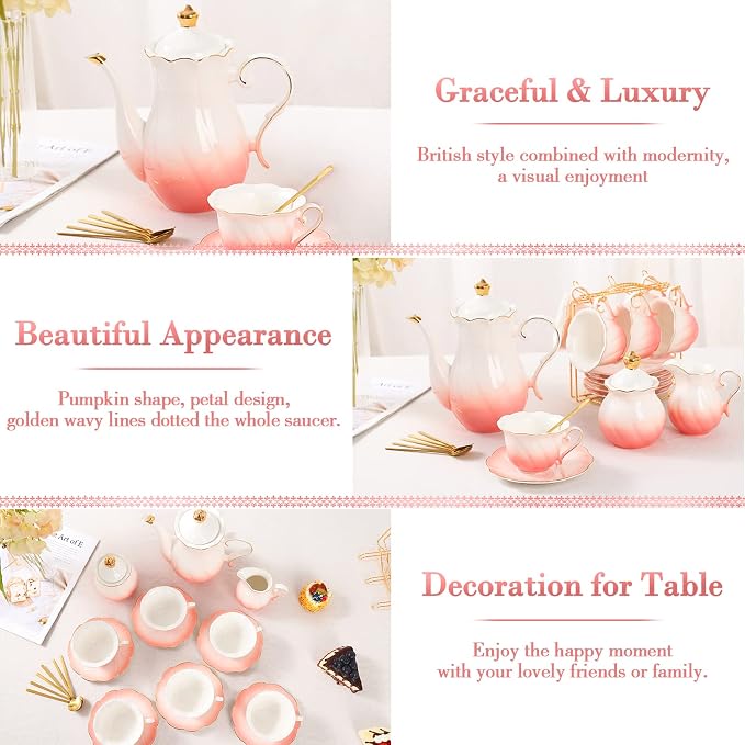 DUJUST 22 pcs Porcelain Tea Set - Image 3