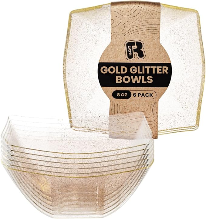 R-kay 6 Pack Gold Small Plastic Serving Bowls 8 oz by R-KAY