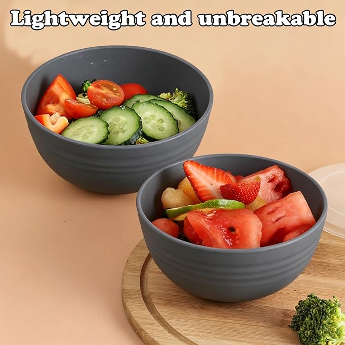 Unbreakable Wheat Straw Cereal Bowls Set of 6, 24 oz Microwave and Dishwasher - Image 4