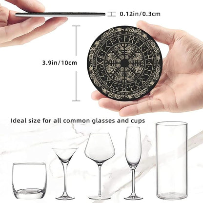 Black Viking Magical Leather Drinks Coasters - Image 5