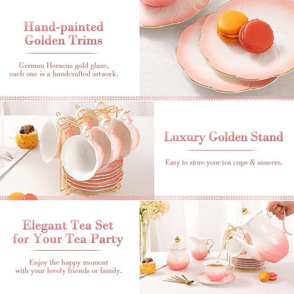 DUJUST 22 pcs Porcelain Tea Set - Image 4