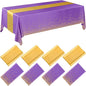 Breling 8 Pack Purple and Gold Disposable Plastic Tablecloths and Satin Table Runner Set, 54 x 108 Inch Tablecloth, 12 x 108 Inch Table Runners for Wedding Graduation Birthday Baby Shower New Year