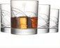SHOSHIN Premium Hand Cut Whiskey Glasses (13 OZ, Set of 4) - Handmade Double Old Fashioned Scotch Glasses - Gift for Bourbon Lovers - Style Glassware for Rum - Space Pattern set 4