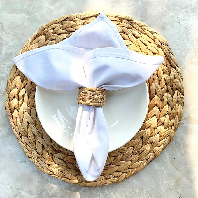 Set 6 Water Hyacinth Napkin Rings, Handwoven by Laquedecraft | Fits Most Cloth - Image 5