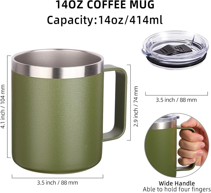 Volhoply 14oz Insulated Stainless Steel Coffee Mug - Image 2