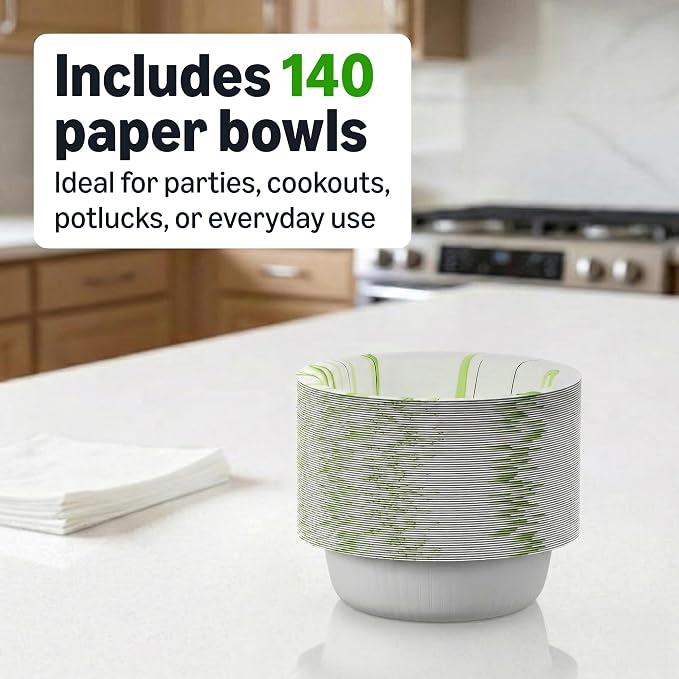 Amazon Basics Everyday Disposable Paper Bowls, 10 oz, Microwave Safe, Soak Proof - Image 5