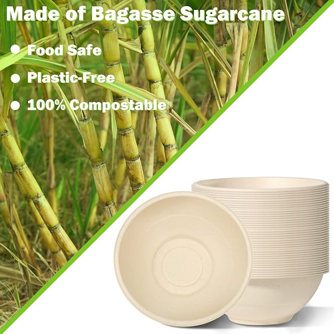 40 oz Large Compostable Paper Bowls, 100 Pack Heavy Duty | Eco-friendly - Image 5