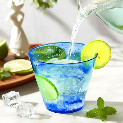 Glowserve 9 OZ Royal Blue Disposable Plastic Cups Cocktail Cup 50 Pack | Fancy - Image 3