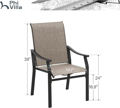 PHI VILLA Outdoor Dining Chairs Set of 6, Breathable Textilene Fabric and Metal Frame with Backrest and Armrest,Quick-Dry and Rustproof,Patio Chairs for Lawn,Garden