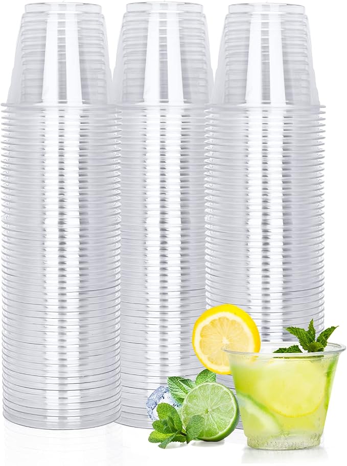 TashiBox 9 oz Disposable Plastic Cups, Crystal Clear by TashiBox