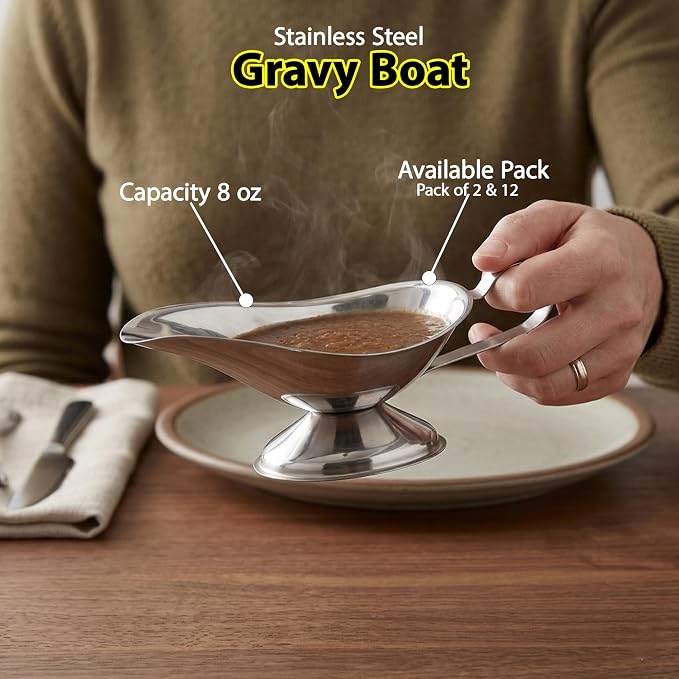 Stainless Steel Gravy Boat – Elegant Sauce Server - Image 3