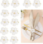 Lewondr Napkin Rings 12 Pack Flower Napkin Holders Dinner Table Rings White | by Lewondr