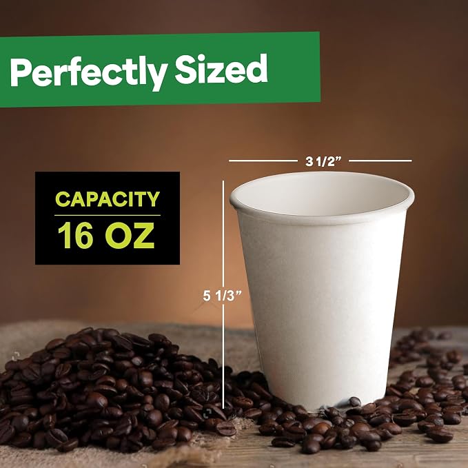 EconoHome 16 oz 1000 Pack Disposable Coffee Paper Cups - Image 3