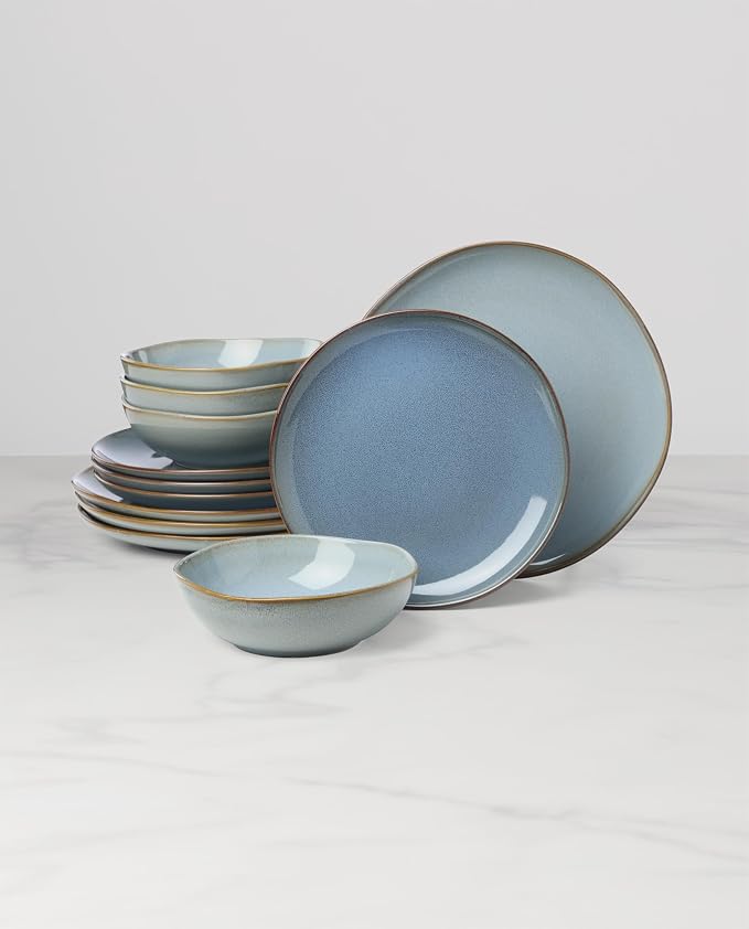 Oneida 897199 Organic Shades 12-Piece Dinnerware Set, Slate Blue - Image 7