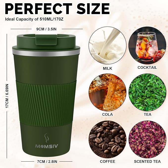 MOMSIV 17oz Travel Coffee Mug, Insulated Coffee Cup - Image 2