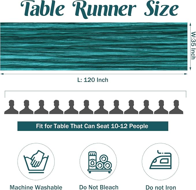 Teal 10FT Cheesecloth Table Runner Boho Gauze Fabric Table Runner Rustic Sheer - Image 4