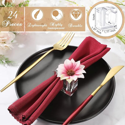 24 Pcs Acrylic Napkin Rings Clear Napkin Holder Bulk - Image 2