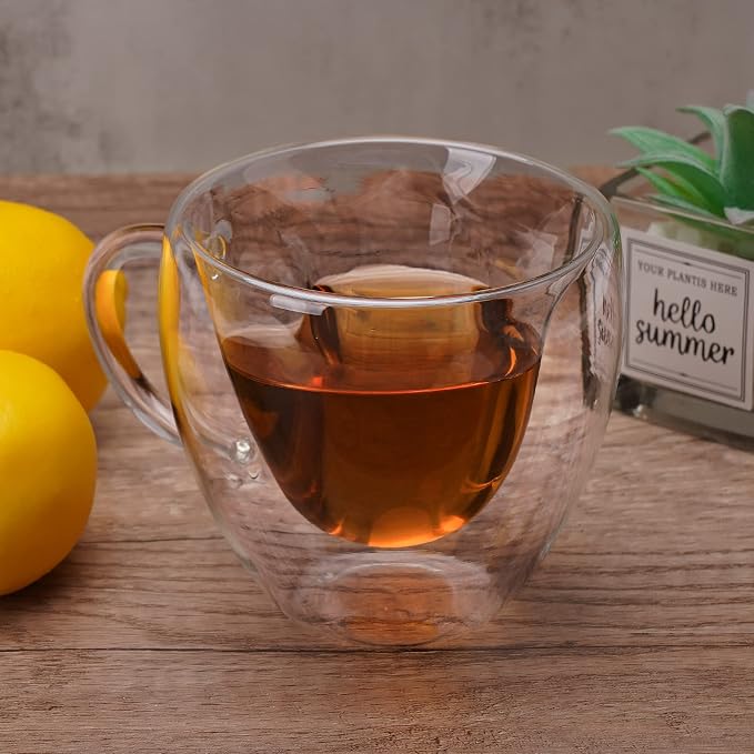Heart Shaped Double Walled Insulated Glass Coffee Mugs or Aesthetic Tea Cups - Image 6