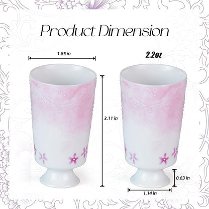 KAMMAK Ceramic Tea Cups Set of 2, 2.2 oz, Vintage Small Teacups, 704N | Hand - Image 6