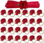 Set of 24 Red Napkin Rings Red Rose Napkin Rings Handicraft Flower Pink Flower Napkin Holder Wedding Napkin Holder Table Decoration for Mother Day Party
