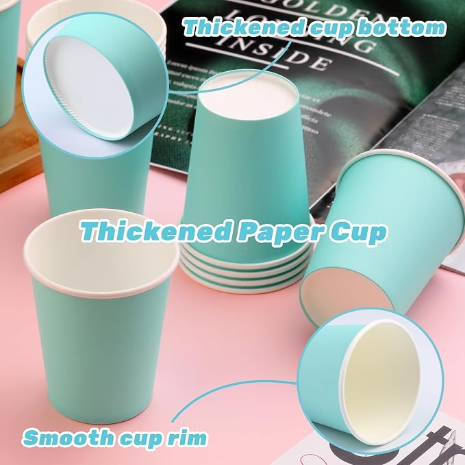 50 Pack 8 oz Disposable Paper Cups, Paper Coffee Cups-Light Blue | Beverage Cups - Image 6