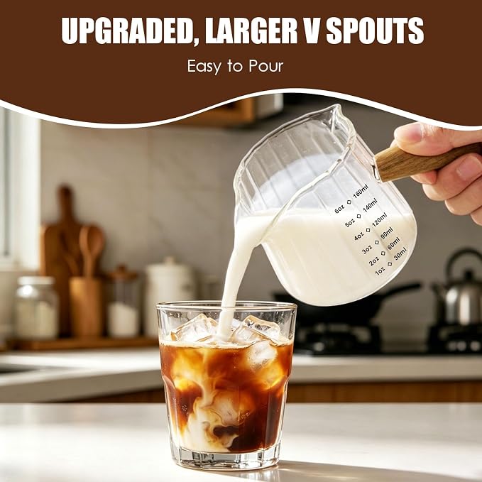 Adorever Espresso Cups 6 OZ, Double Spout Espresso Shot Glass - Image 5