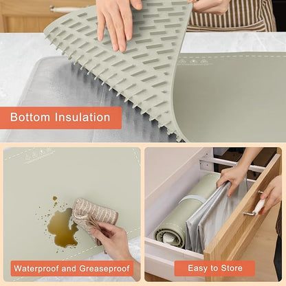 FYY Extra Large Warming Mat for Food with Heat Resistant Pad, Prevent Countertop Cracks, Keep Meal Warm, Rapid and Full Surface Heating, 6 Temp Settings, 6H Timer, Rollable Portable Food Warmer Khaki