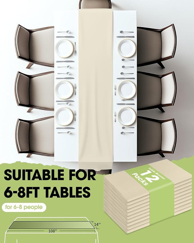 Pureegg Plastic Table Runners Disposable 12 Pack, 14 x 108 Inch Table Runner - Image 5