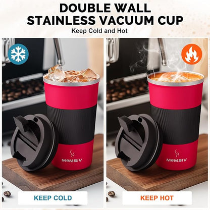MOMSIV 12oz Travel Coffee Mug, Insulated Coffee Cup - Image 3