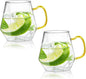 AEFPOYMXU 10 oz Clear Glass Espresso Cups Set of 2 Coffee Cups by AEFPOYMXU