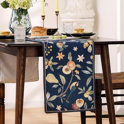 bilin gaier Designer Vintage Linen Long Table Runner, Floral Pattern, Dining - Image 8