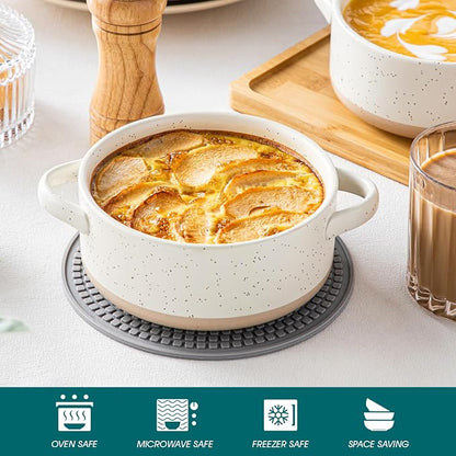 vancasso Sabine 30 Oz French Onion Soup Bowls, Stoneware Set of 4 | Cream Beige - Image 4