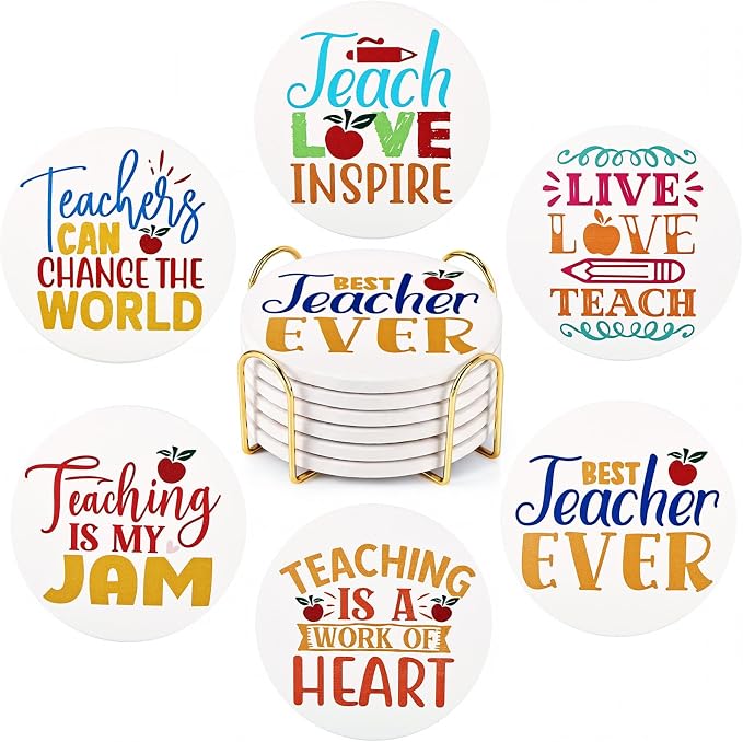 Absorbent Ceramic Coasters Set of 6, Appreciation Gift by GOHDODD