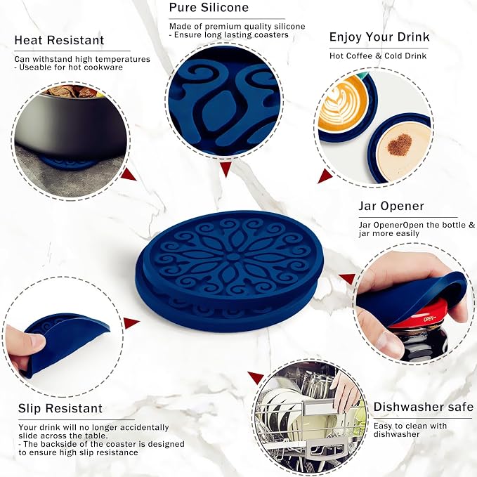 Silicone Coasters for Drinks, Resistant Reusable Drink Coasters-Great Gift for - Image 6