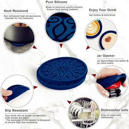 Silicone Coasters for Drinks, Resistant Reusable Drink Coasters-Great Gift for - Image 6